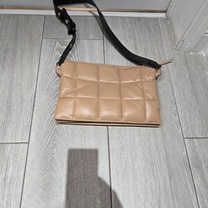 All Saints Tan Quilted Leather Crossbody Bag